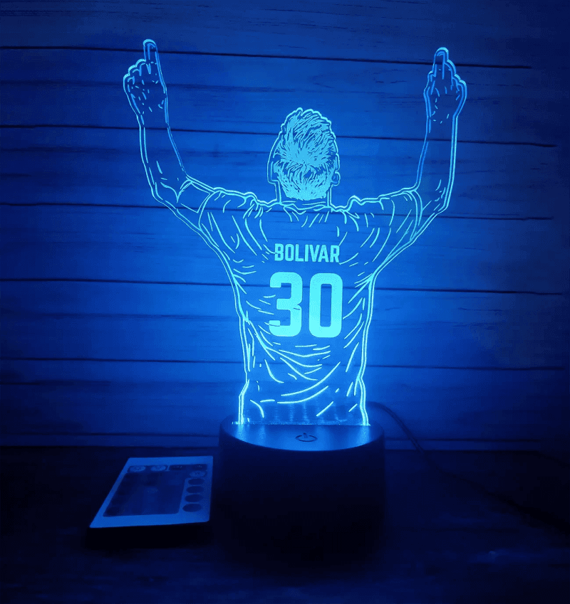 Lámpara LED 3D Messi Campeón | Luz Nocturna Fútbol Personalizada - Producto personalizado - Izeta Studio