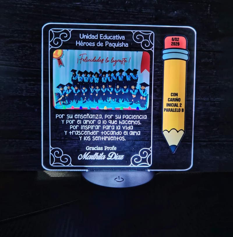 Lámpara Acrílica LED Personalizada para Profesor/a | Regalo Graduación Agradecimiento - Producto personalizado - Izeta Studio