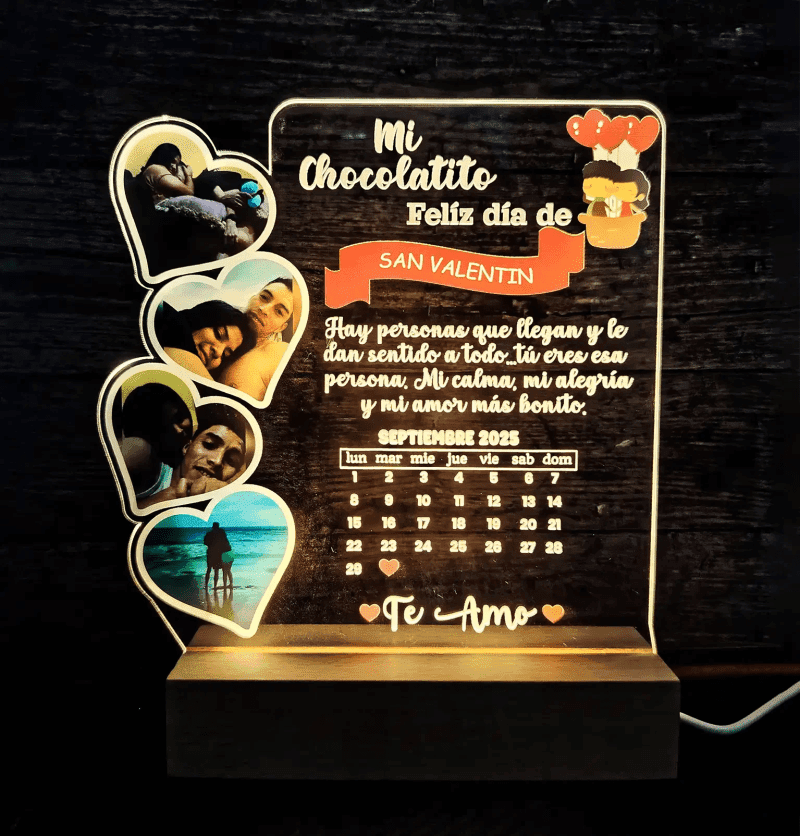 Lámpara Acrílica LED Personalizada San Valentín | Calendario Aniversario Fotos Pareja - Producto personalizado - Izeta Studio