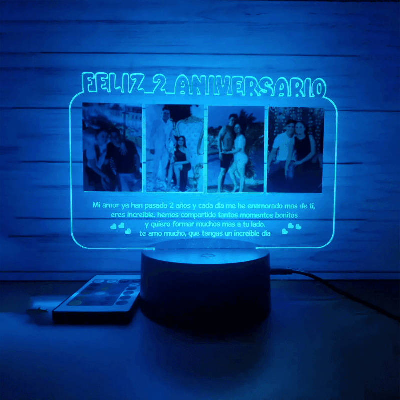 Lámpara LED Personalizada de Acrílico con Fotos y Texto – Regalo de Aniversario y San Valentín - Producto personalizado - Izeta Studio