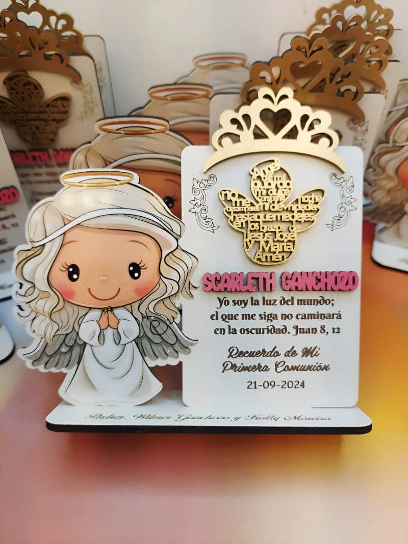 Recuerdo de Angelito Personalizado en MDF para Bautizo y Primera Comunión - Producto personalizado - Izeta Studio