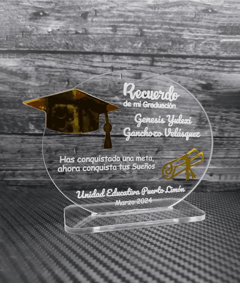 Placa Acrílica de Graduación Personalizada – Recuerdo Conmemorativo - Producto personalizado - Izeta Studio