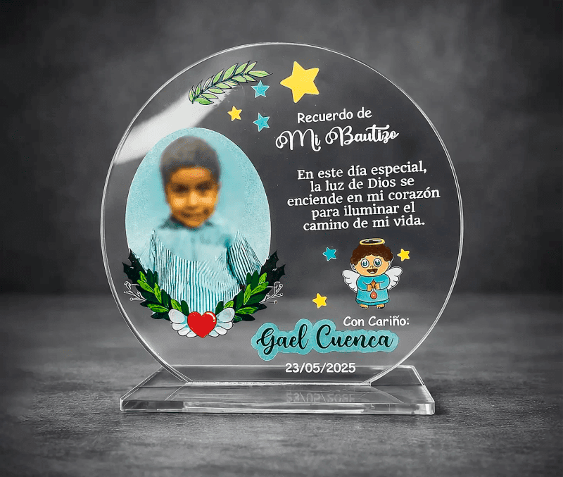 Recuerdo de Bautizo Personalizado en Acrílico | Elegante Detalle para bautizo - Producto personalizado - Izeta Studio