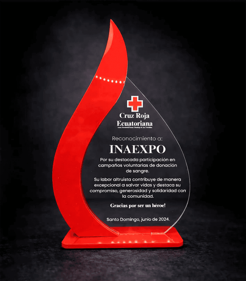 Placa de reconocimiento en Acrílico Personalizado con Diseño de Llama Roja - Producto personalizado - Izeta Studio