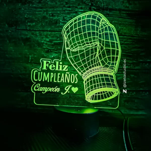 Guantes de boxeo 3D, lampara de luz RGB